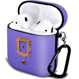 Friends AirPods 1&2 Protective Case Cover TV Show Purple Door Gold Frame Design